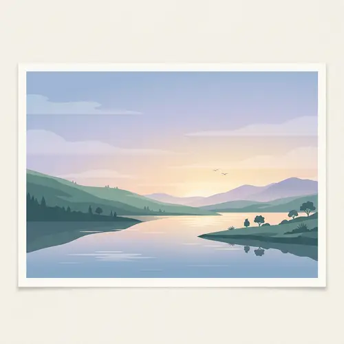 Serene & Naturally Beautiful Landscape Illustration