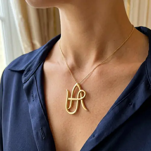 Elegant Gold Pendant Design with Hidden Letters