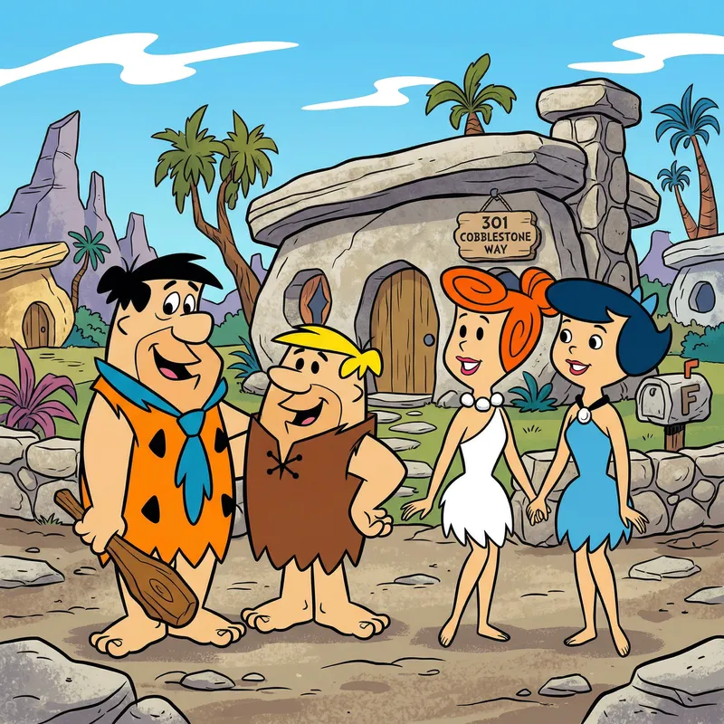Flintstones Cartoon Characters: 2 Males & 2 Females