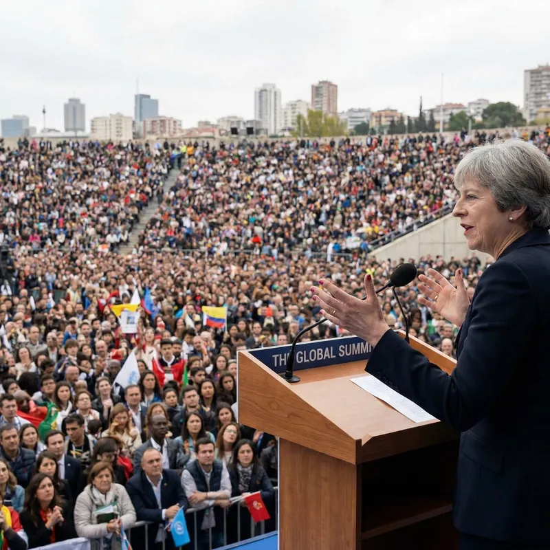 Engaging Speaker at Podium Addressing Audience