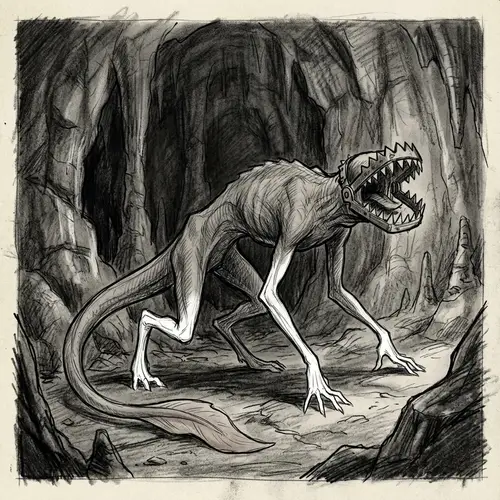 Mysterious Grey Creature in Cave | Bear Trap Mouth Sketch