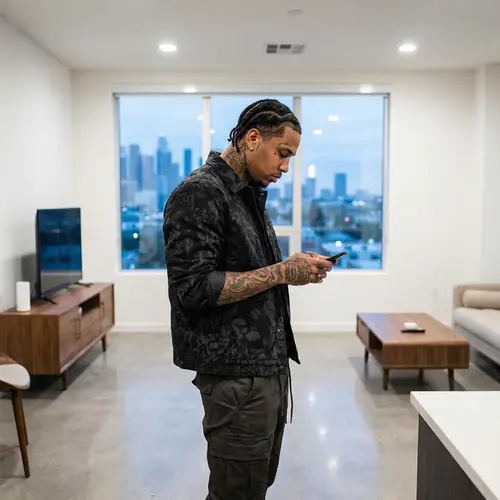 Stylized Urban Character Focused on Smartphone