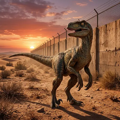 Fierce Velociraptor at Mexican Border | Dinosaur Encounter