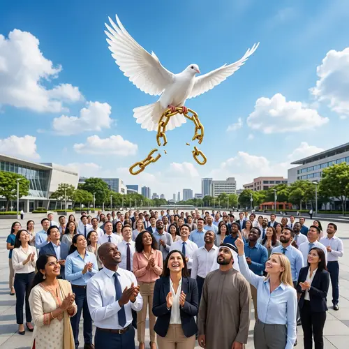 Anti-Corruption Symbolism with White Dove and Broken Golden Chain