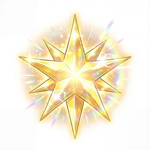 Anime Style Golden Star Image on White Background