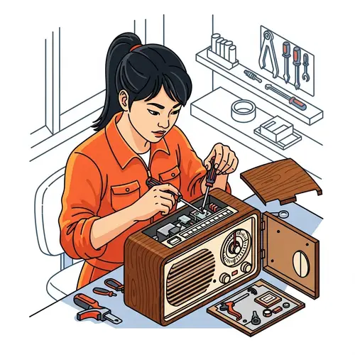 Woman Repairing an Appliance - Isometric Design