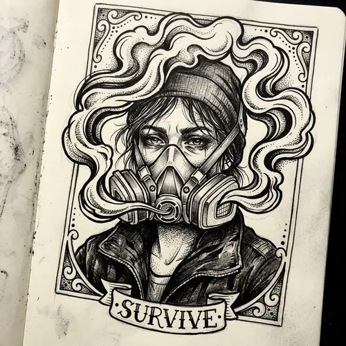 Respiratory Mask Tattoo Design | Smoke Billowing Art