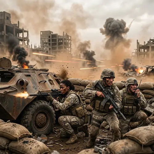 Intense Gunfights in Chaotic War-Torn Battlefield | Survival Video Game Aesthetic