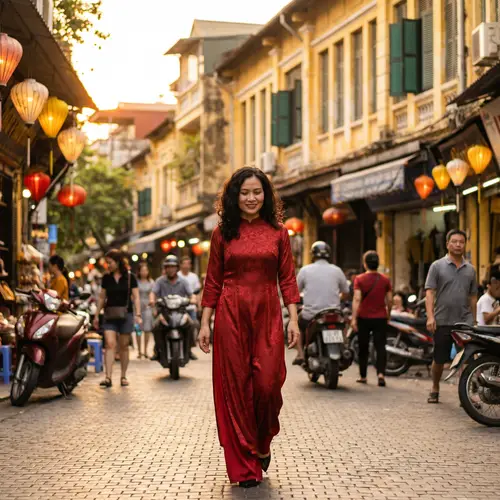 Traditional Ao Dai: Vietnamese Beauty at Sunset