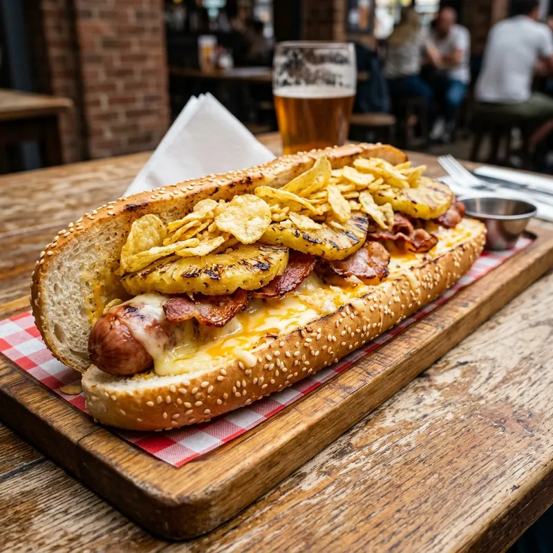 Delicious 30cm Hot Dog with Unique Toppings