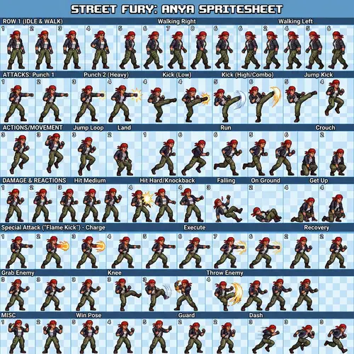 Side Scrolling Beat Em Up Spritesheet Collection