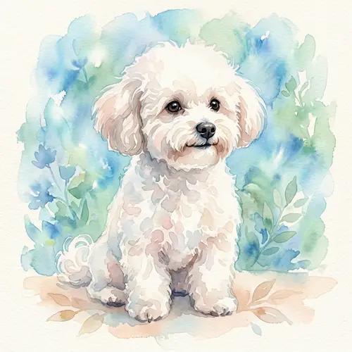 Delicate Watercolor Painting of Bichon Frise