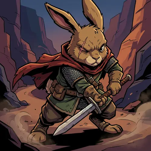 Adorable Rabbit Swordsman with Scar | Cell Shading Art