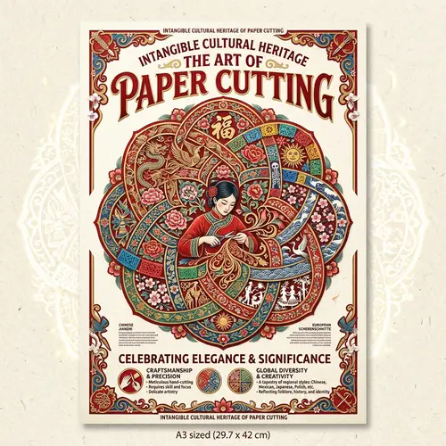 Intangible Cultural Heritage of Paper Cutting - A3 Poster Design