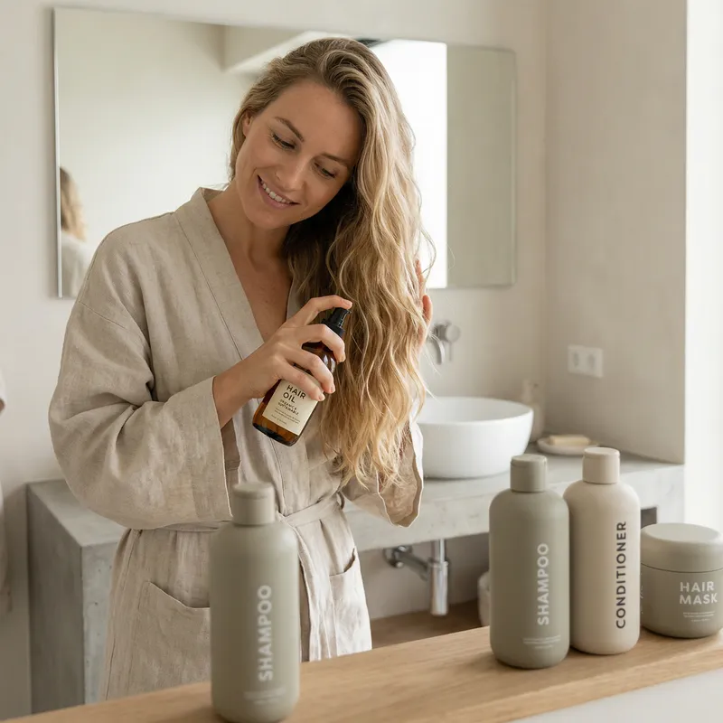Sustainable Hair Care in Minimalist Setting | Organic Products
