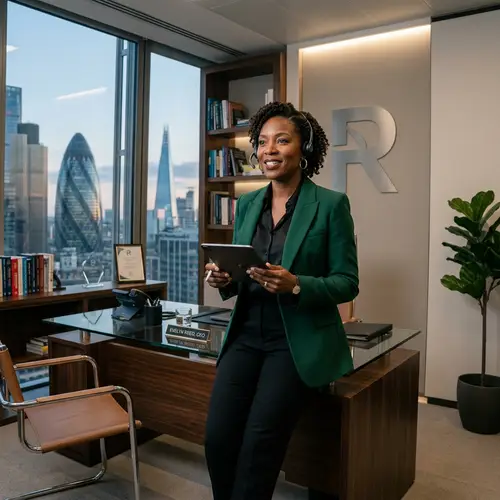 Empowered Black Female CEO in Her Office