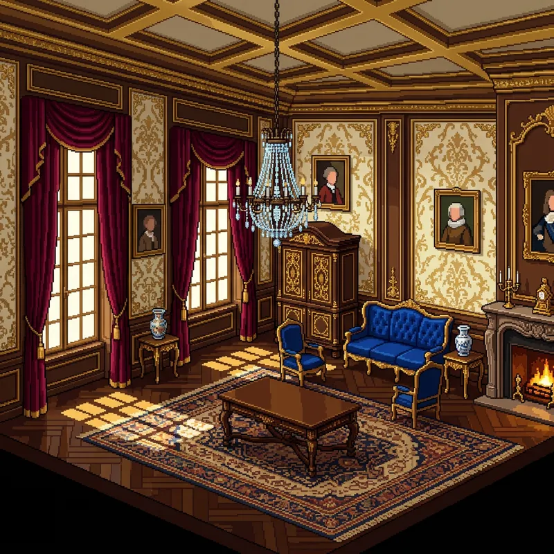 17th-Century French Interior Pixel Art