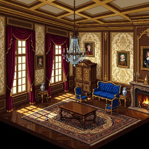 17th-Century French Interior Pixel Art