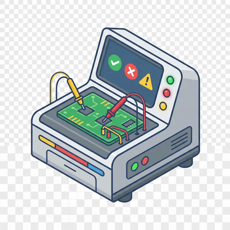Circuit Board Testing Machine Icon - Green, Red, Yellow