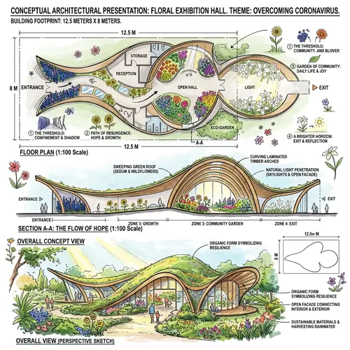 Floral Exhibition Hall with Dimensions 12.5m x 8m - Overcoming Coronavirus