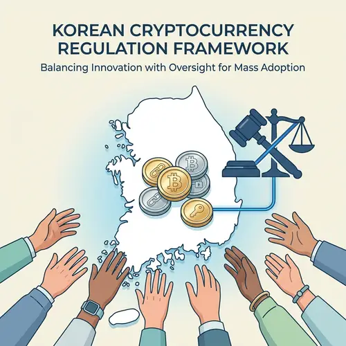 Korean Cryptocurrency Regulations: Minimalistic Design Illustration