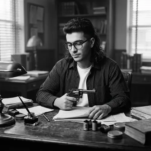 Vintage Black and White Portrait of Young Middle Eastern Man