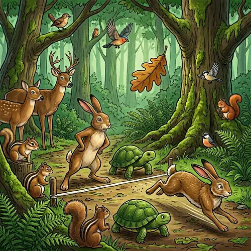 Forest Race: Hare vs Tortoise Epic Showdown