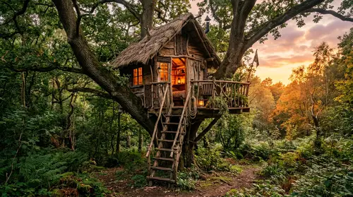 Rustic Treehouse Retreat in a Lush Oak Tree