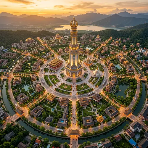 Mandala-Inspired Urban Landscape - Tranquil City Design