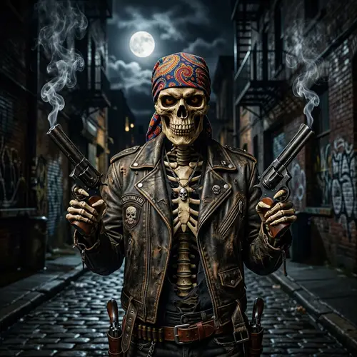 Cool Skeleton with Guns: Intriguing and Mysterious Character