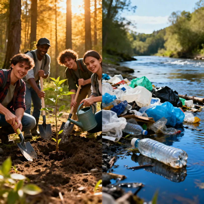 Exploring Positive and Negative Environmental Actions