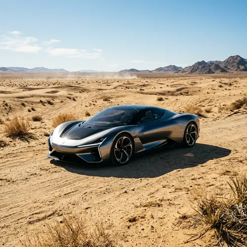 Futuristic Car in Vast Desert | Modern Design in Barren Environment