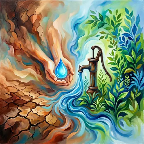 Abstract Water Conservation Art for a Greener Future