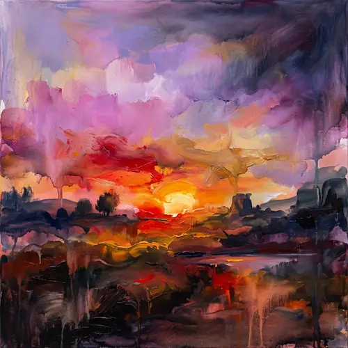 Vibrant Sunset Abstract Art