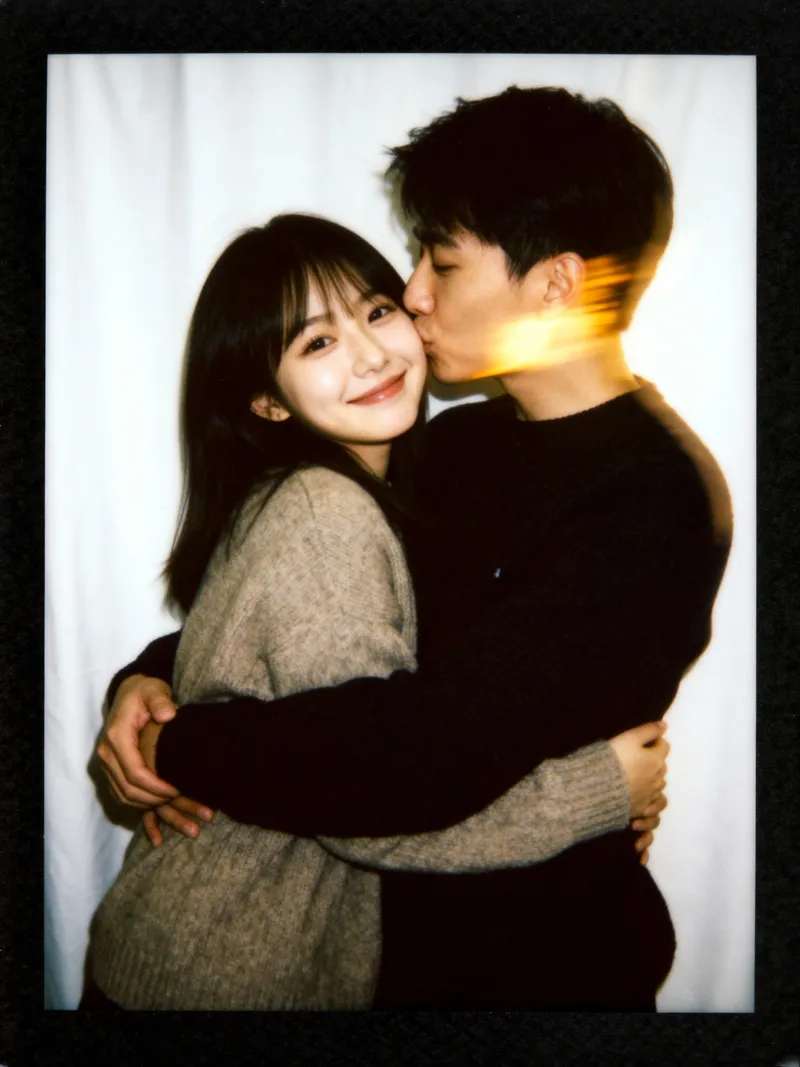 Authentic Polaroid-Style Photo of a Couple