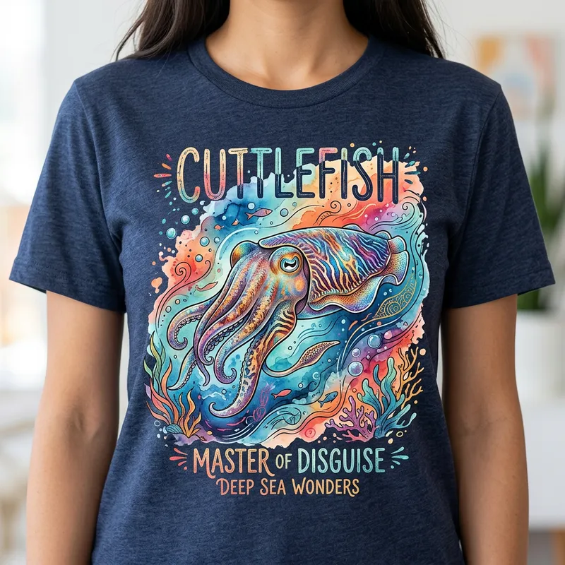 Trendy Cuttlefish T-Shirt Design - Colorful & Artistic Trendy Cuttlefish T-Shirt Design - Colorful & Artistic