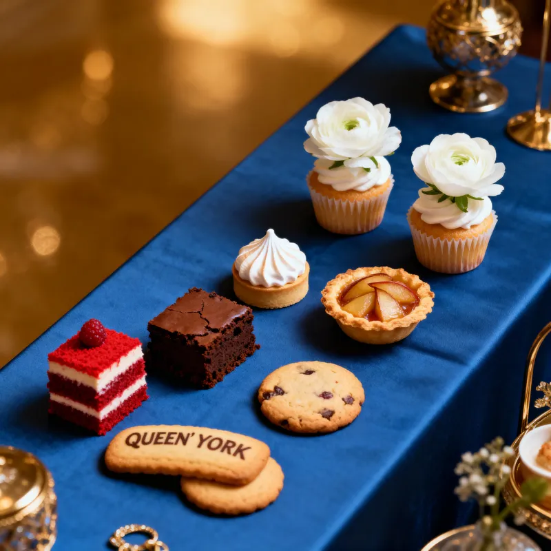Elegant Blue Table with Delightful Mini Desserts