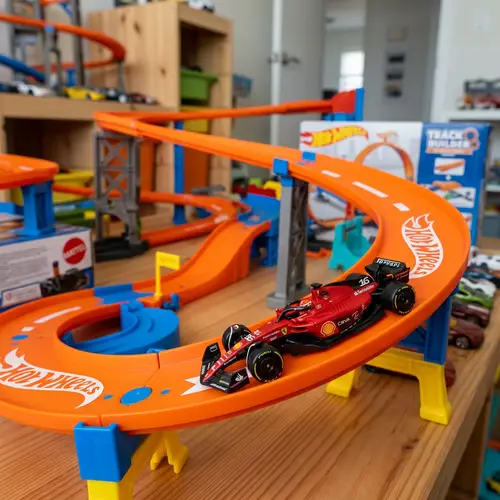 Ferrari F1 Car on Hot Wheels Track - Exciting View