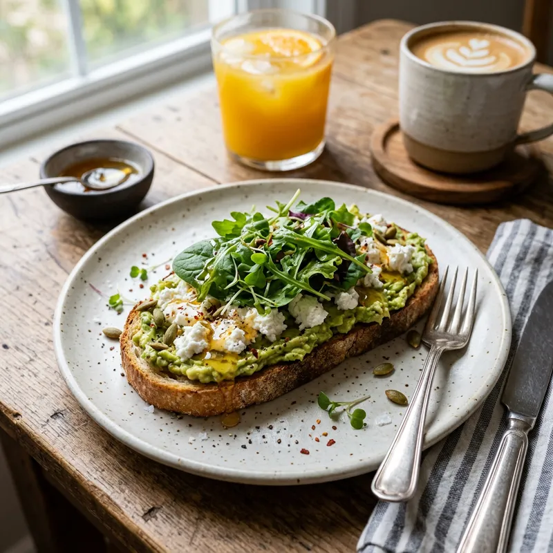 Delicious Avocado Toast with Goat Cheese & Greens Delicious Avocado Toast with Goat Cheese & Greens