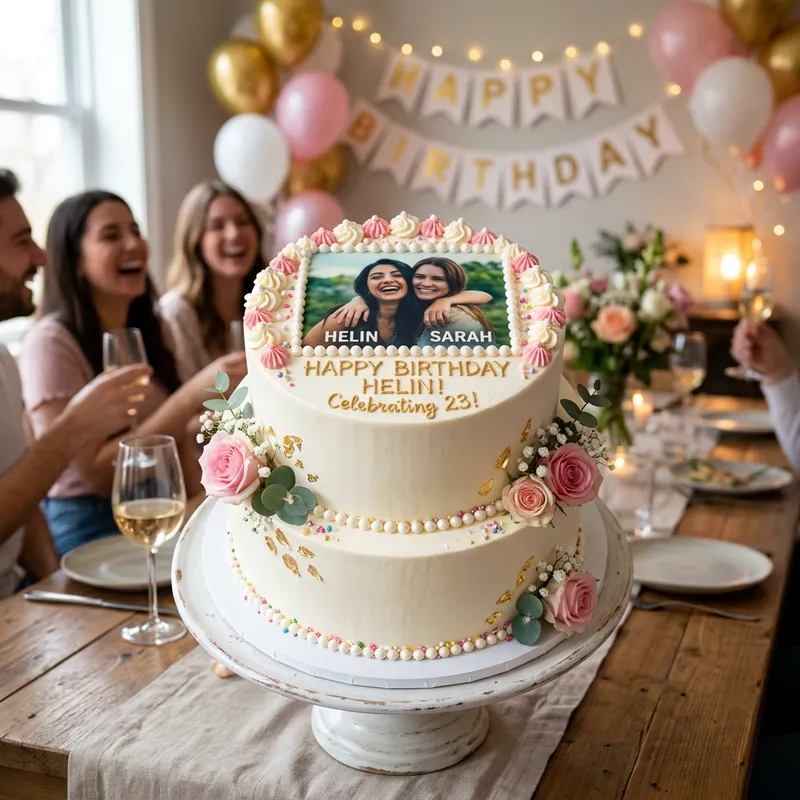 Custom Photo Cake for Your Friend Helin Custom Photo Cake for Your Friend Helin