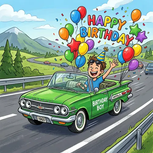 Celebrate with a Cartoon 1960 Chevy Impala Convertible
