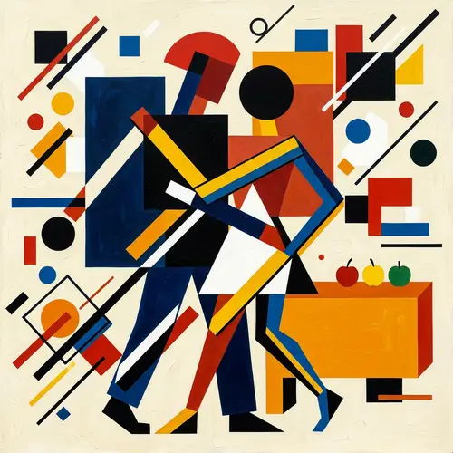 Suprematism Embrace: Abstract Art of Love