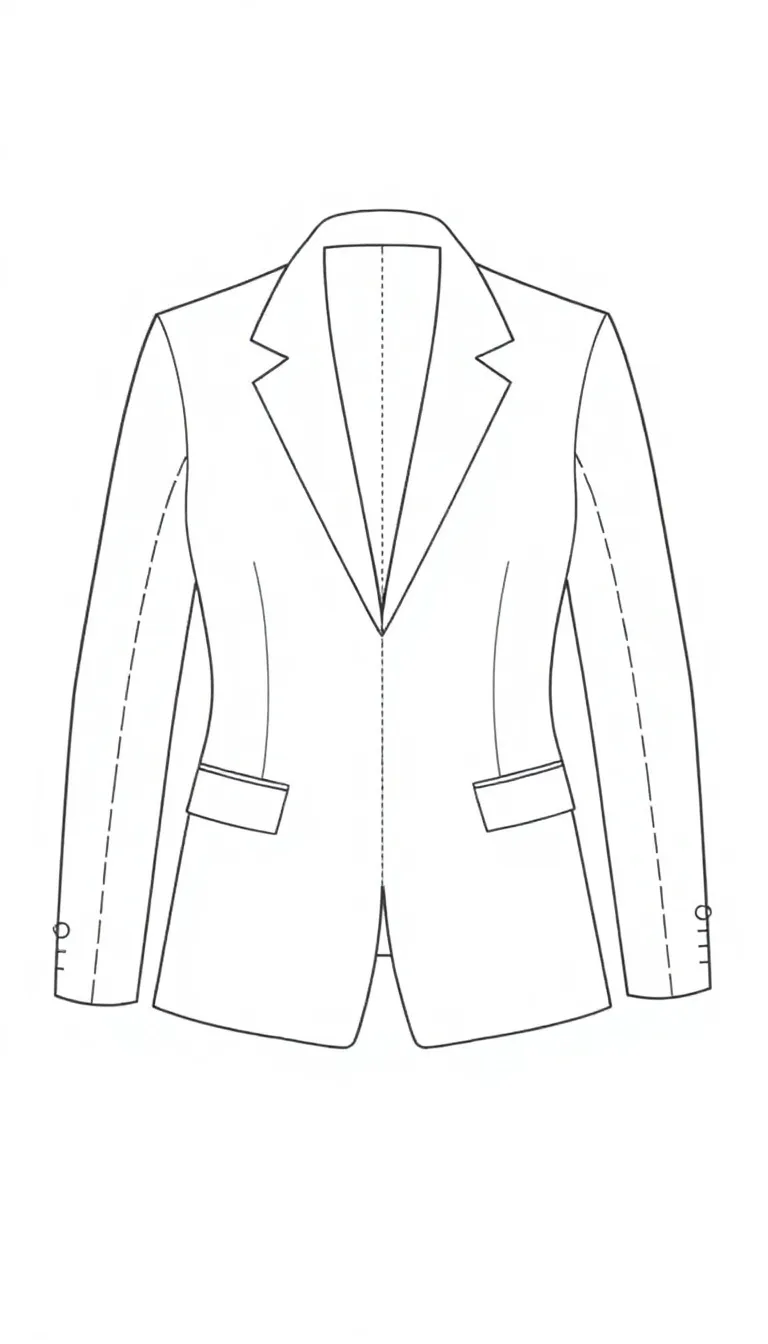 Blazer Cutting Pattern Design - Labeled Components