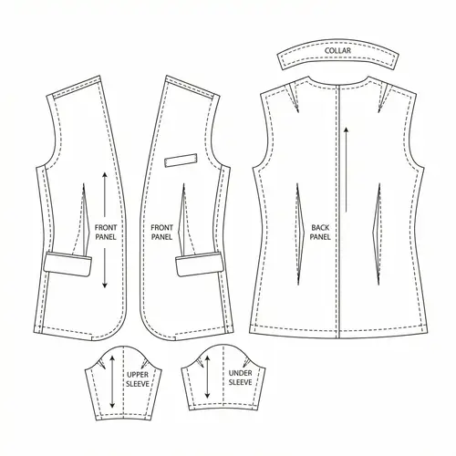 Blazer Cutting Pattern Design - Labeled Components