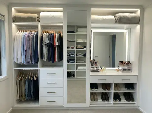 Makeup Vanity with Tight Shoe Space Solution