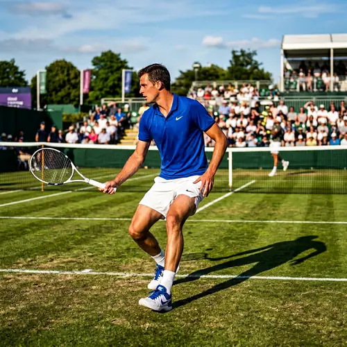 Athletic Male Tennis Player with Swift Footwork and Strong Forehand Shot
