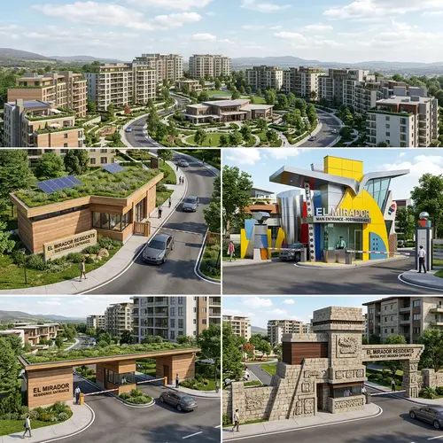 3D Residential Complex Design with Unique Guardhouses