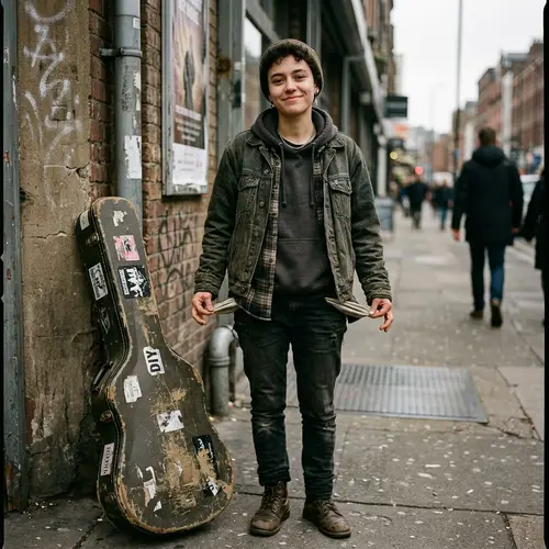 Gritty Street Photography: Young Model & Guitar Case