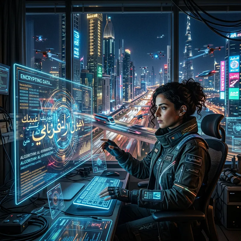 Futuristic Cyberpunk Data Encryption Scene