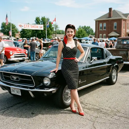 1967 Black Mustang with Vintage Pin-Up Style